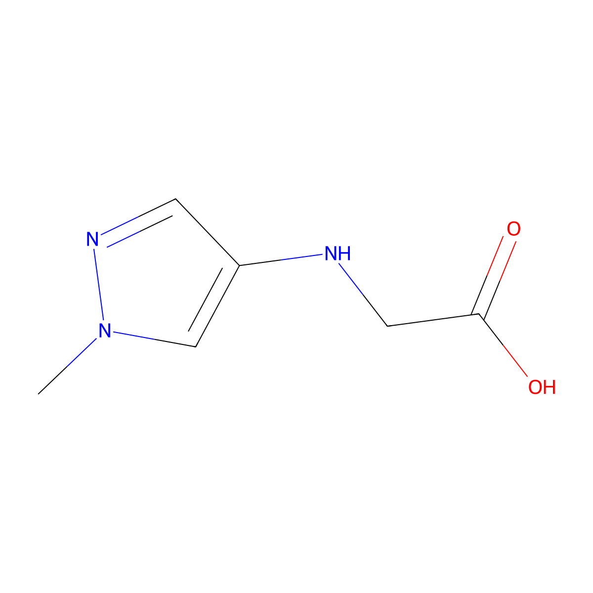 2-[(1-methyl-1H-pyrazol-4-yl)amino]acetic acid molecular structure, CAS 1517995-11-7