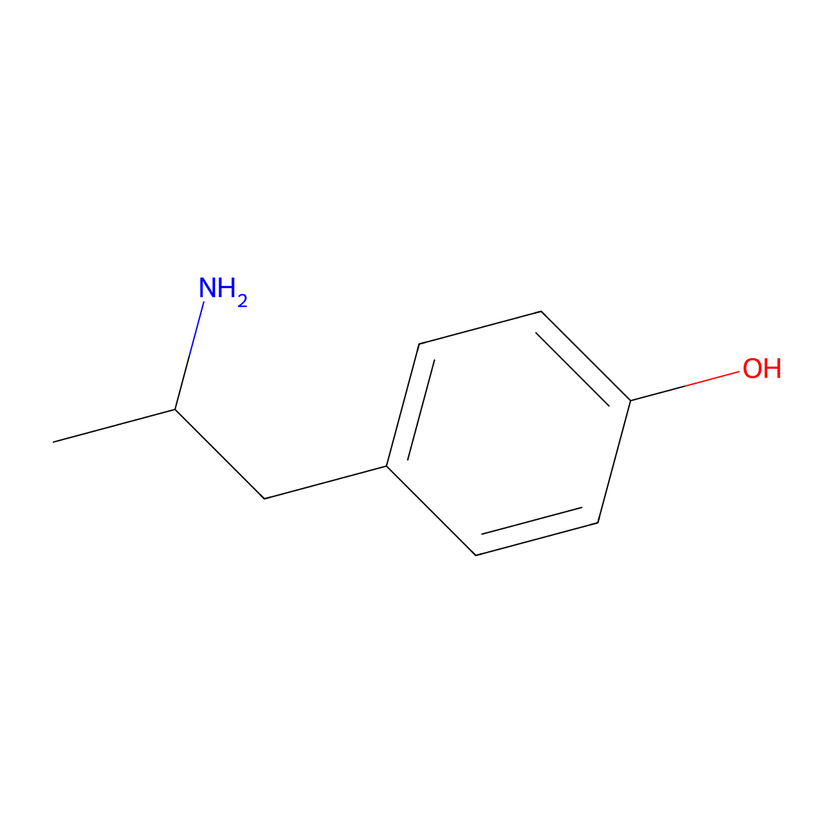 Hydroxyamphetamine, (R)- molecular structure, CAS 1518-89-4