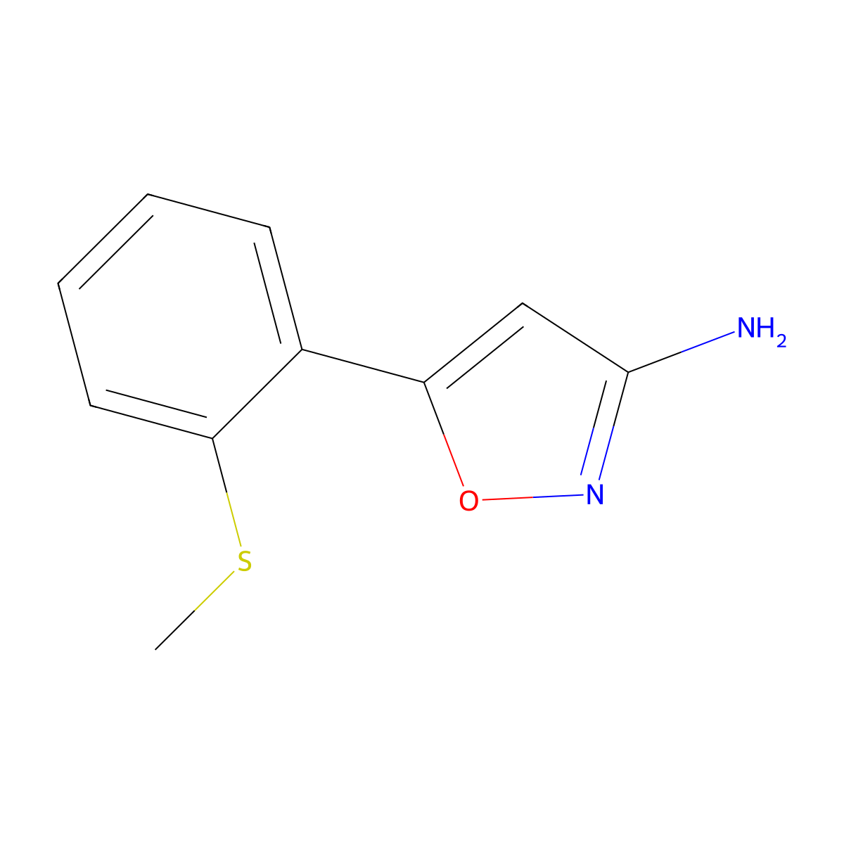 5-(2-(Methylthio)phenyl)isoxazol-3-amine molecular structure, CAS 1518006-23-9