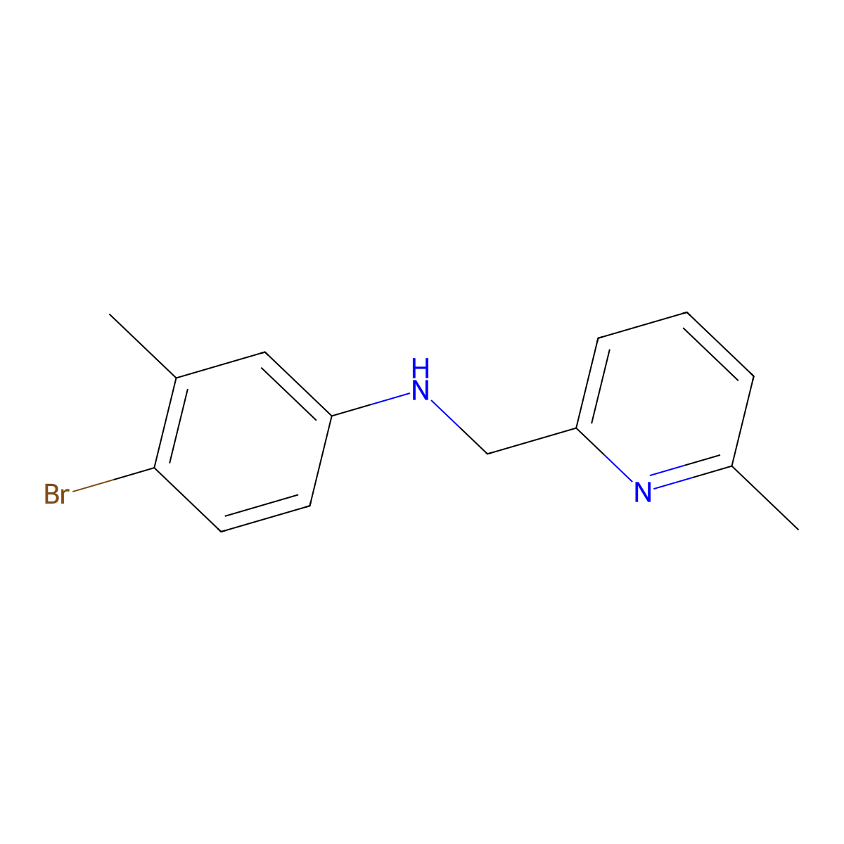 4-bromo-3-methyl-N-[(6-methylpyridin-2-yl)methyl]aniline molecular structure, CAS 1518016-41-5