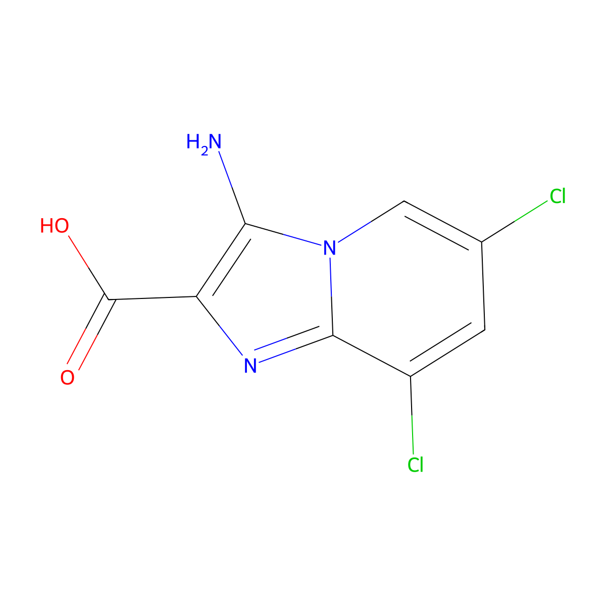 3-Amino-6,8-dichloroimidazo[1,2-a]pyridine-2-carboxylic acid molecular structure, CAS 1518022-13-3