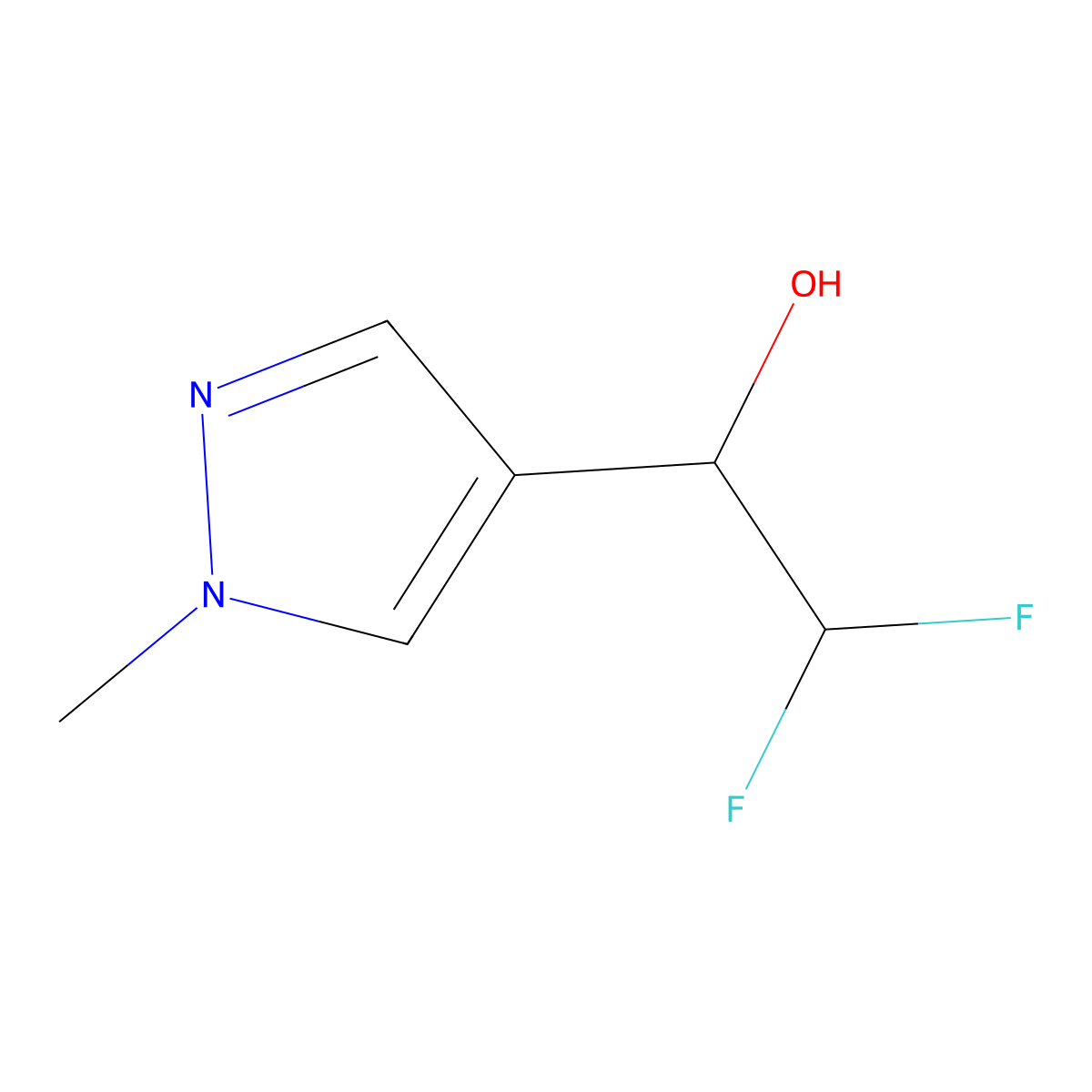 2,2-difluoro-1-(1-methyl-1H-pyrazol-4-yl)ethan-1-ol molecular structure, CAS 1518023-84-1