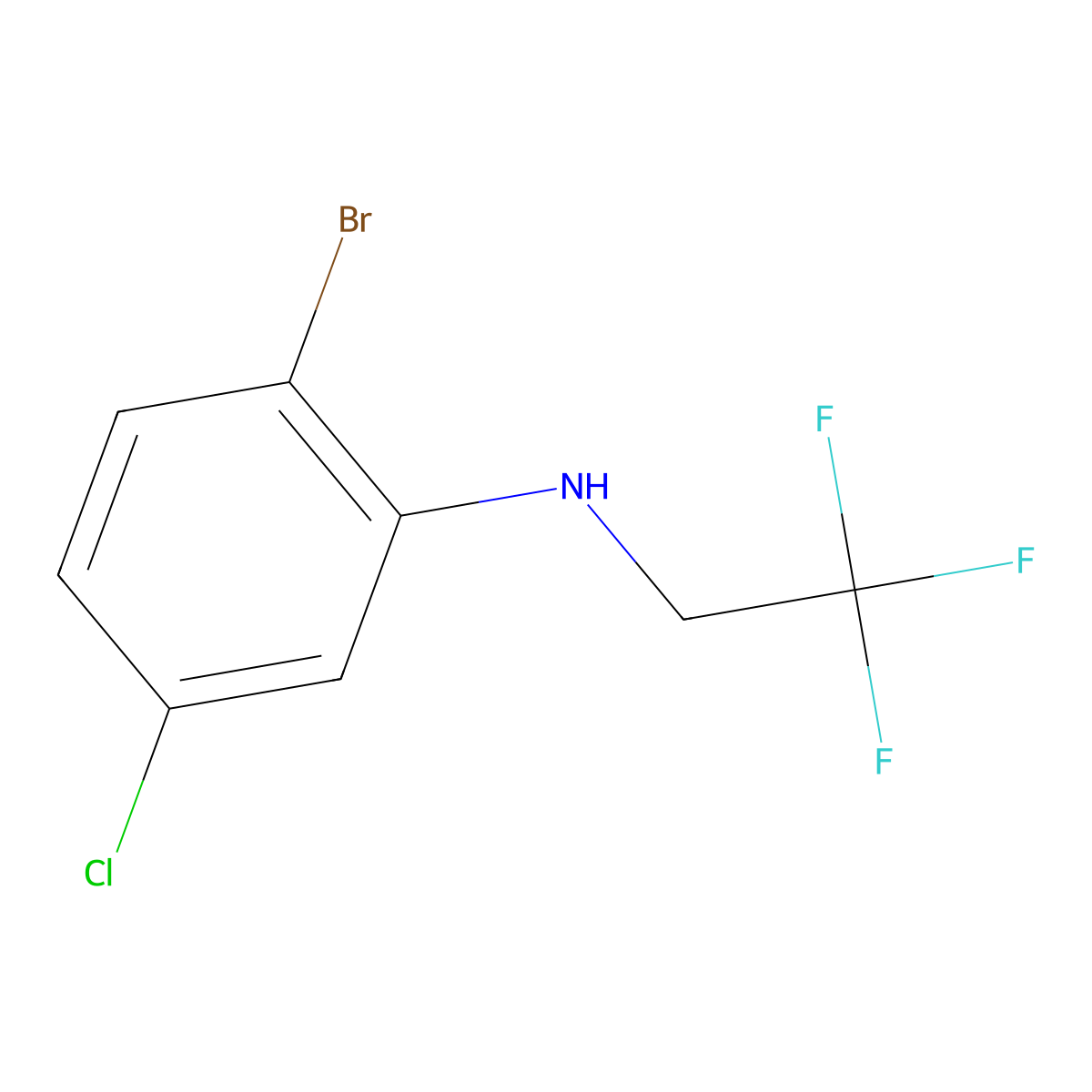 2-bromo-5-chloro-N-(2,2,2-trifluoroethyl)aniline molecular structure, CAS 1518030-50-6