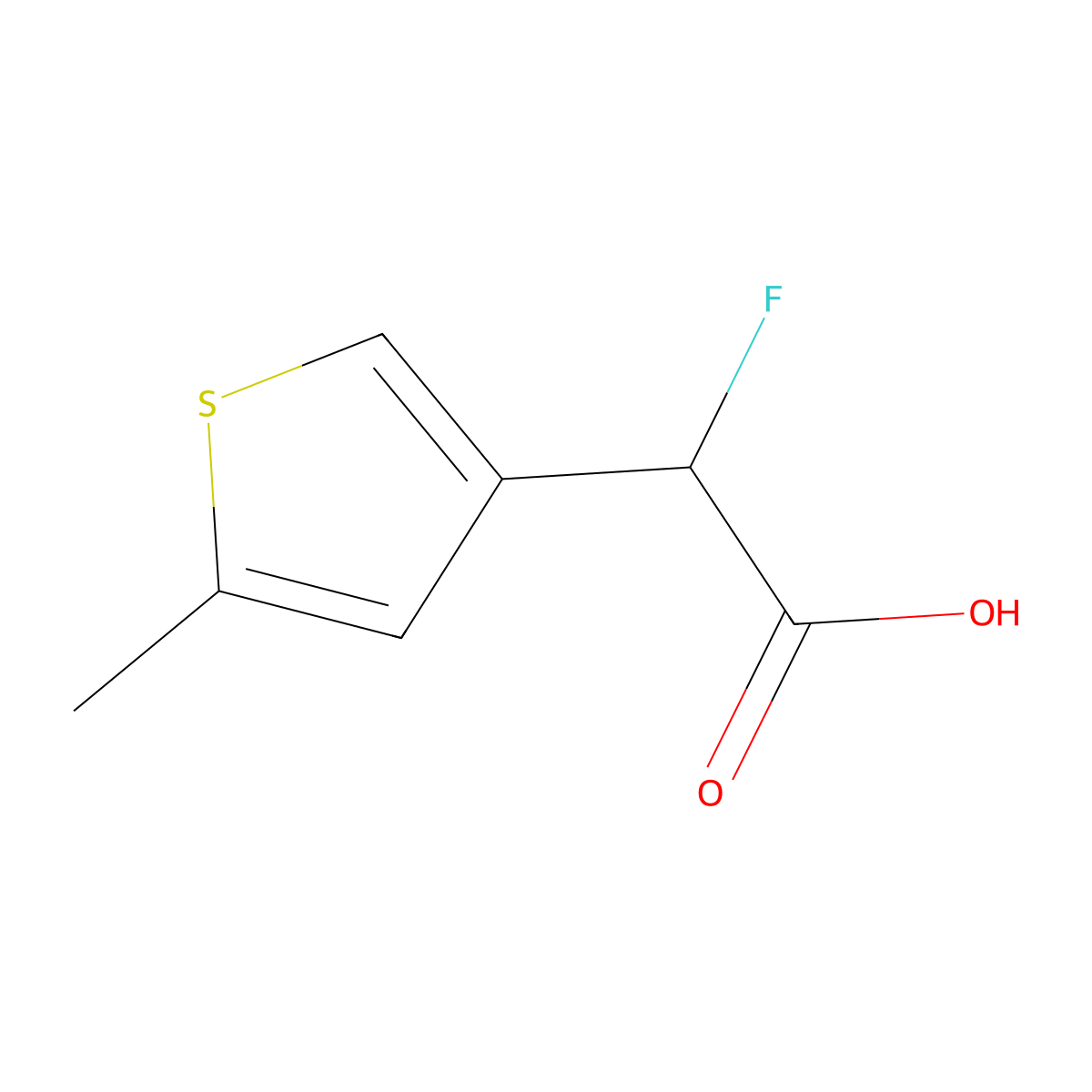 2-Fluoro-2-(5-methylthiophen-3-yl)acetic acid molecular structure, CAS 1518031-46-3