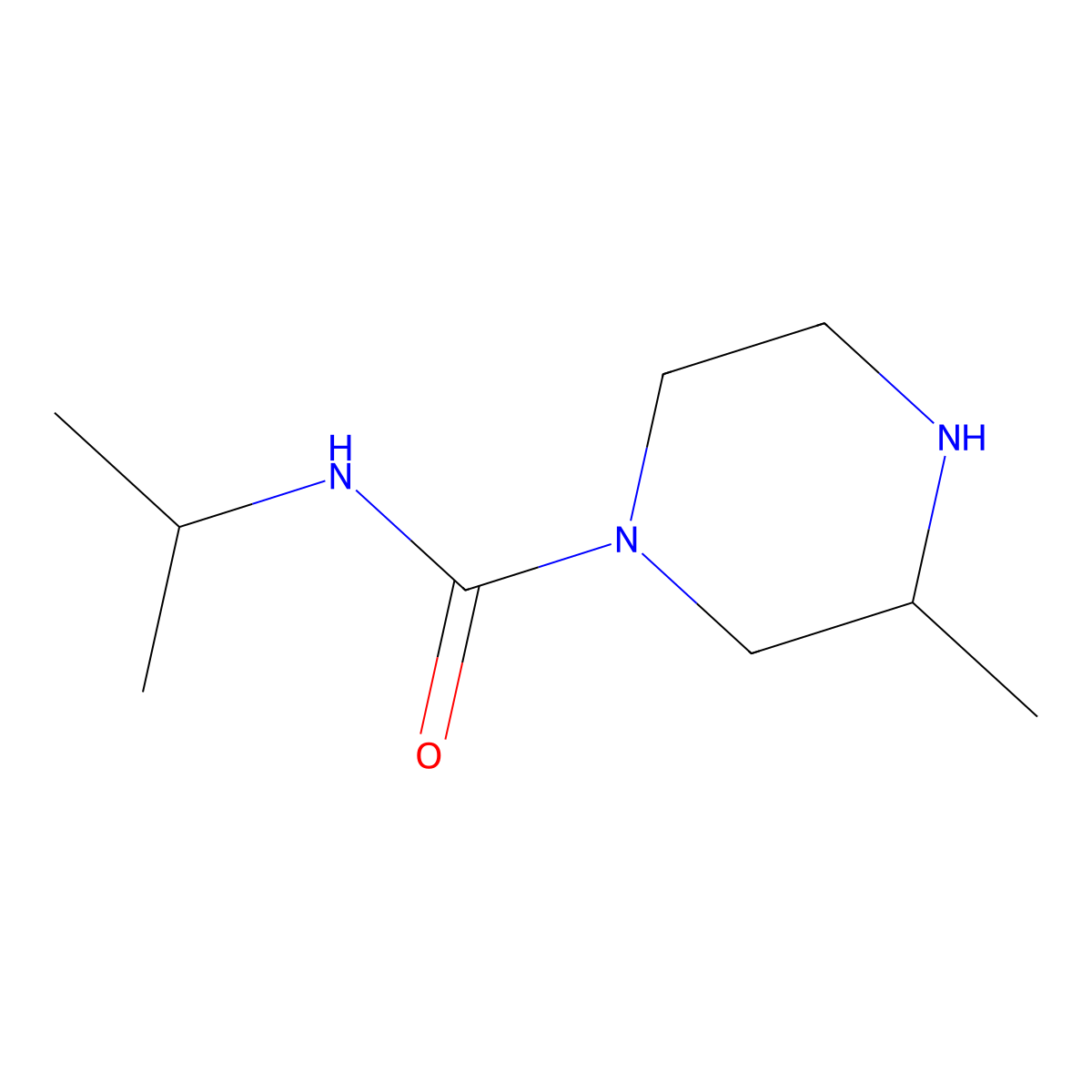 3-methyl-N-(propan-2-yl)piperazine-1-carboxamide molecular structure, CAS 1518038-22-6