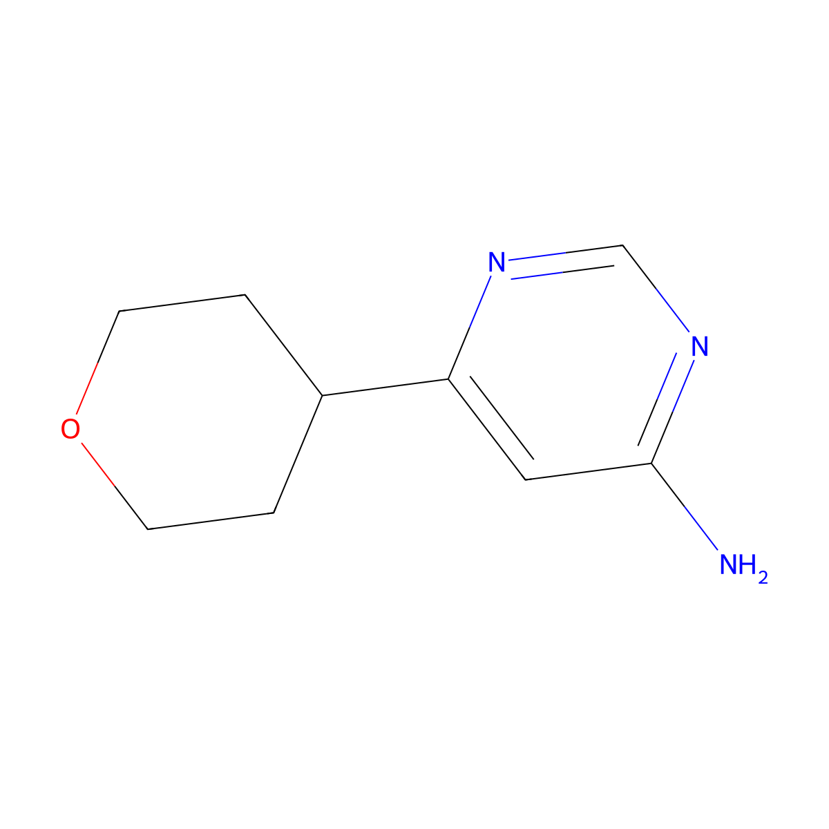 6-(Oxan-4-yl)pyrimidin-4-amine molecular structure, CAS 1518048-27-5