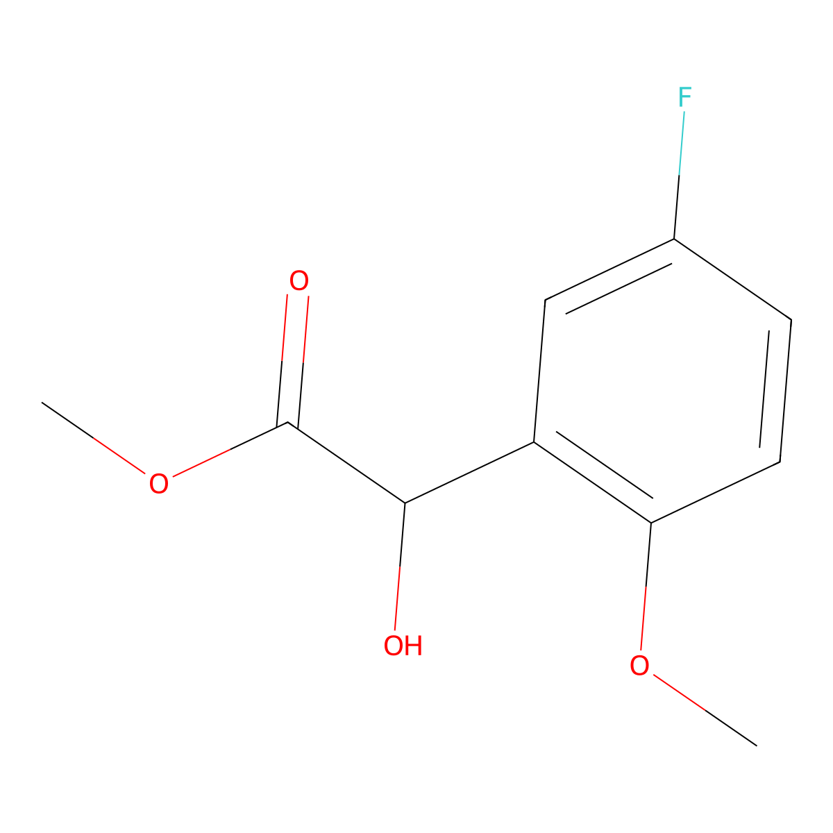 Methyl 2-(5-fluoro-2-methoxyphenyl)-2-hydroxyacetate molecular structure, CAS 1518049-87-0