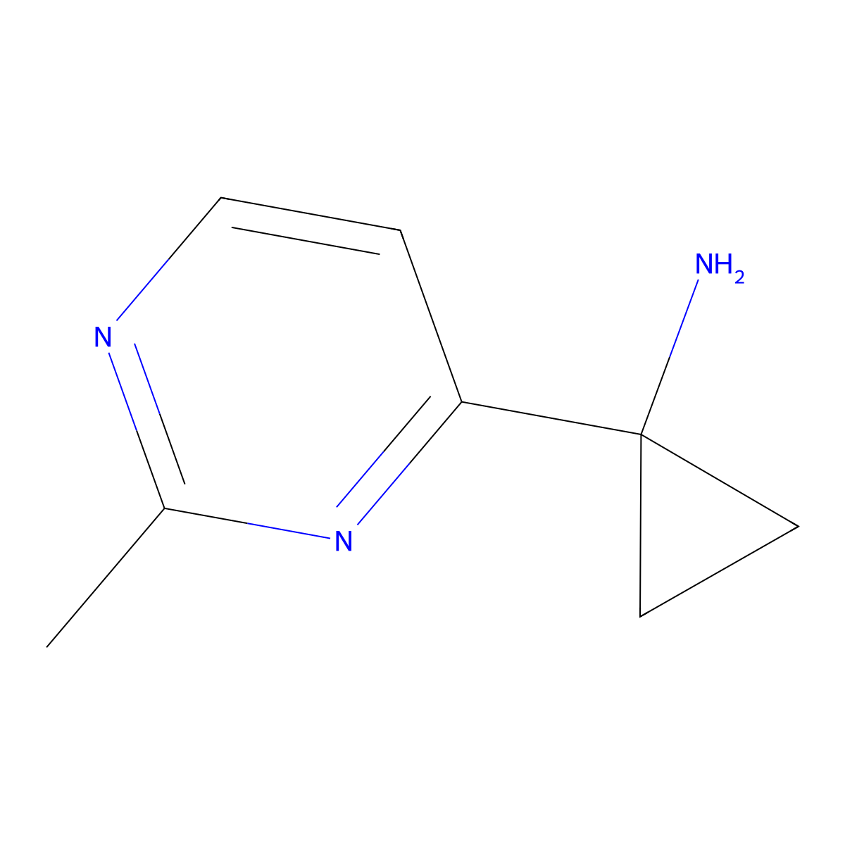 1-(2-Methylpyrimidin-4-yl)cyclopropan-1-amine molecular structure, CAS 1518057-29-8