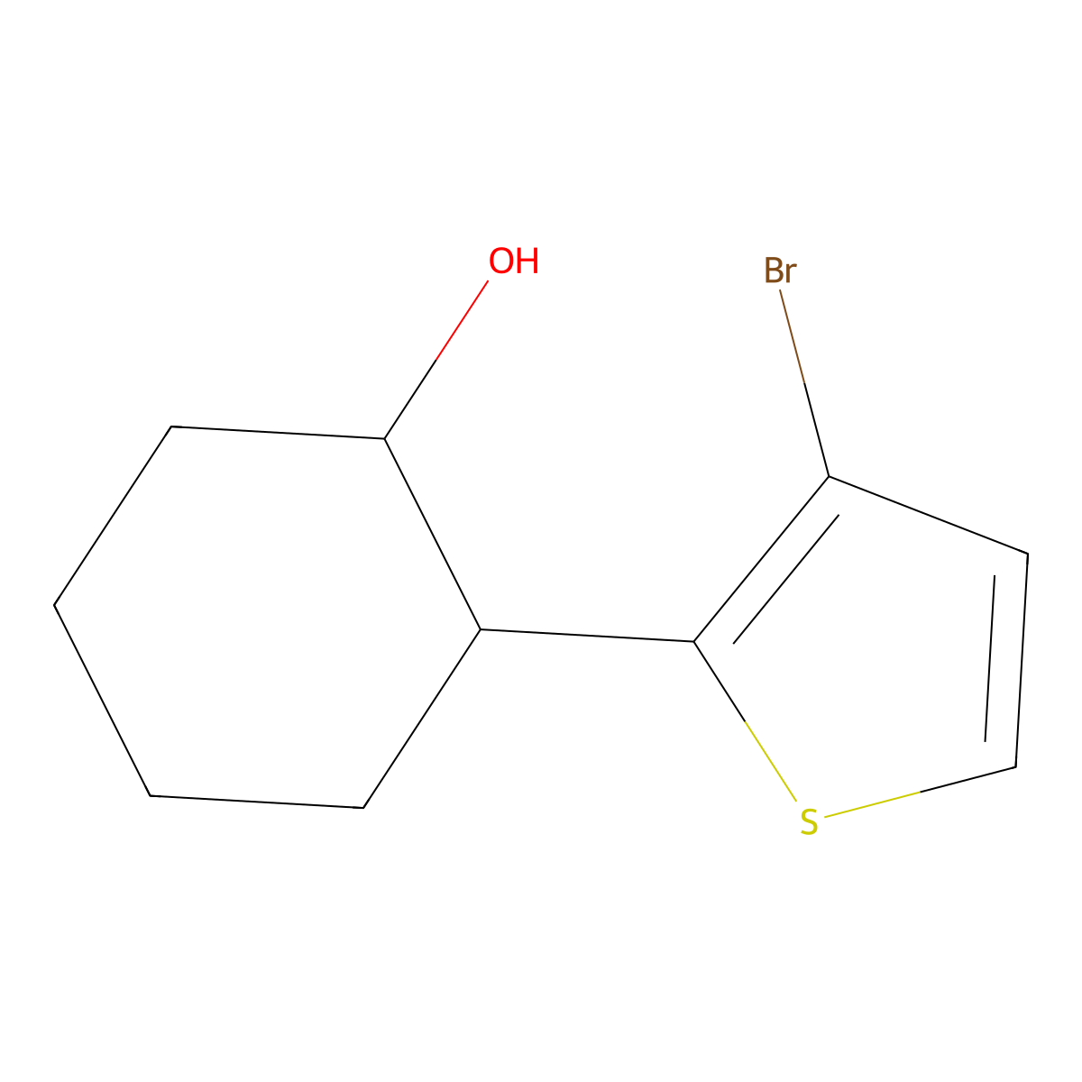 2-(3-Bromothiophen-2-yl)cyclohexan-1-ol molecular structure, CAS 1518059-59-0