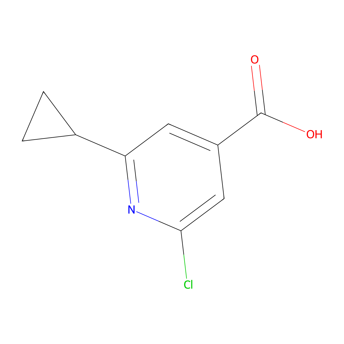 2-Chloro-6-cyclopropylpyridine-4-carboxylic acid molecular structure, CAS 1518073-36-3