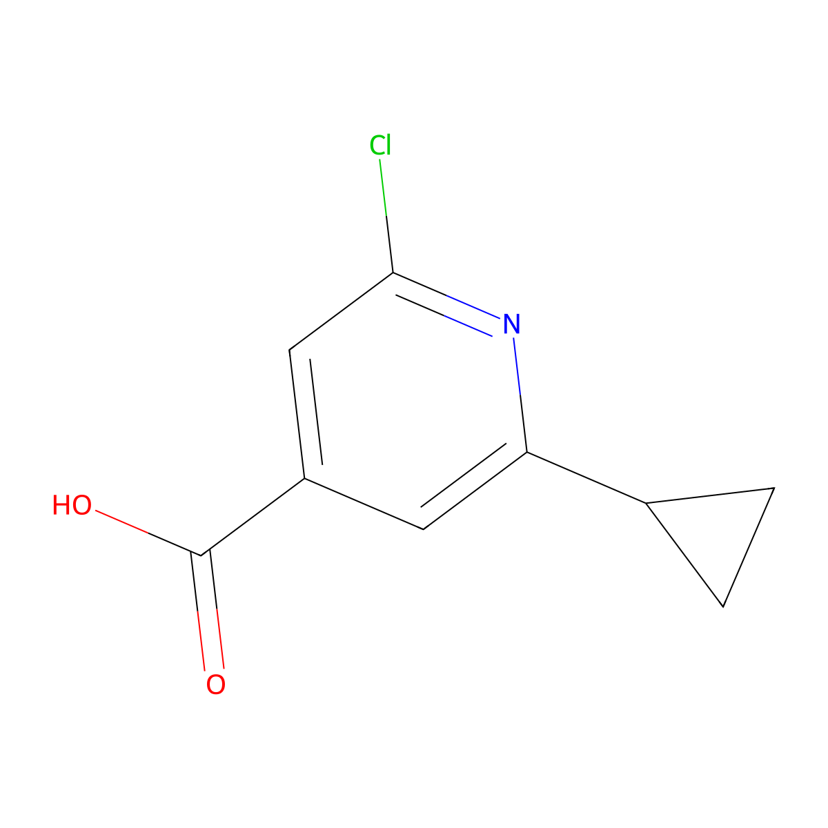 2-Chloro-6-cyclopropylpyridine-4-carboxylic acid molecular structure, CAS 1518073-36-3