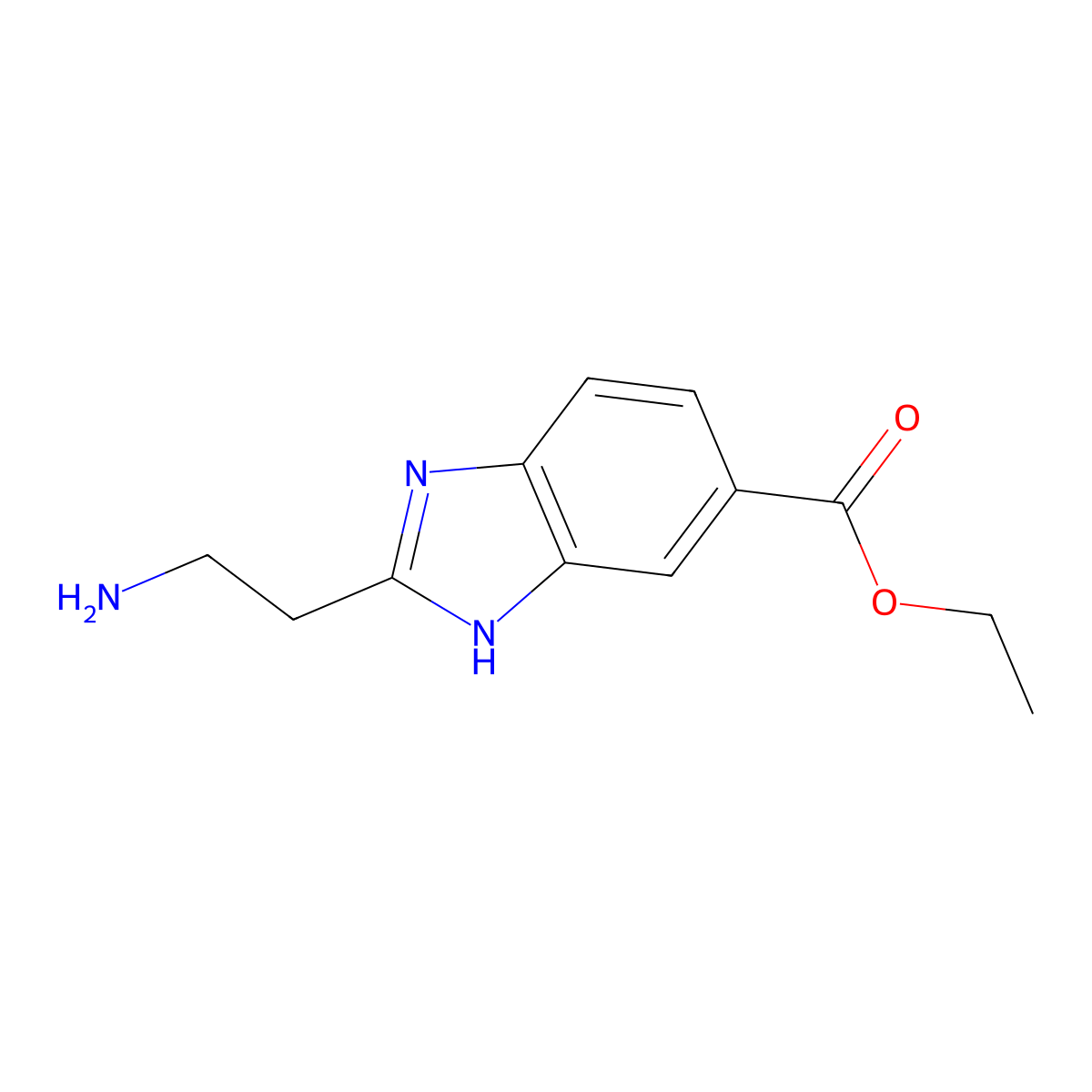 ethyl 2-(2-aminoethyl)-1H-1,3-benzodiazole-5-carboxylate molecular structure, CAS 1518091-77-4