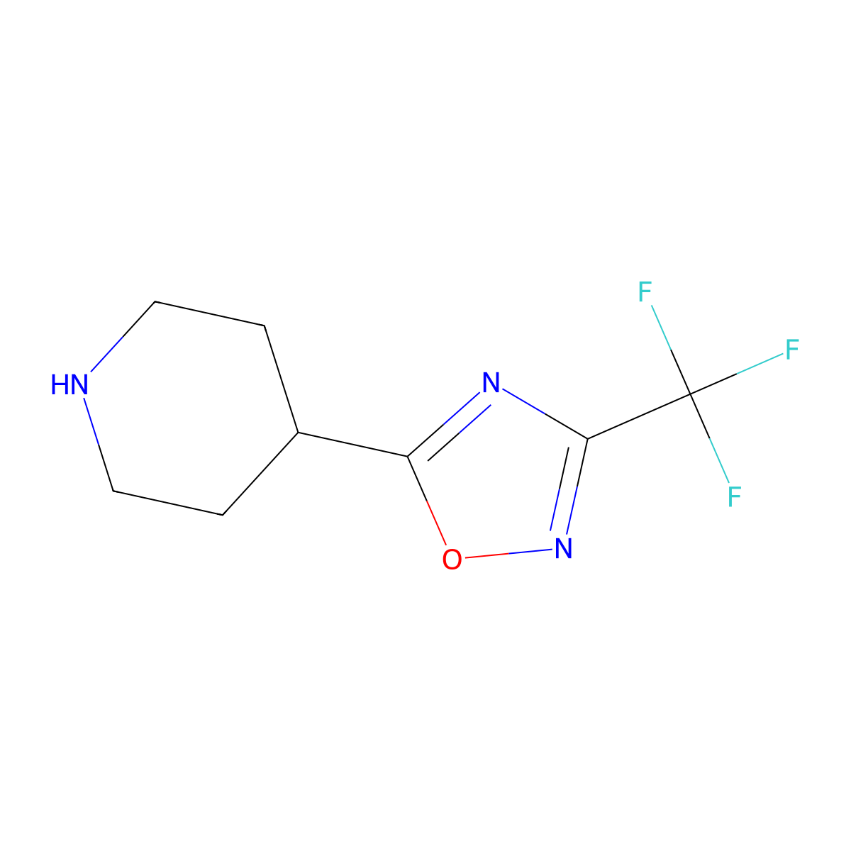 4-[3-(Trifluoromethyl)-1,2,4-oxadiazol-5-yl]piperidine molecular structure, CAS 1518098-14-0