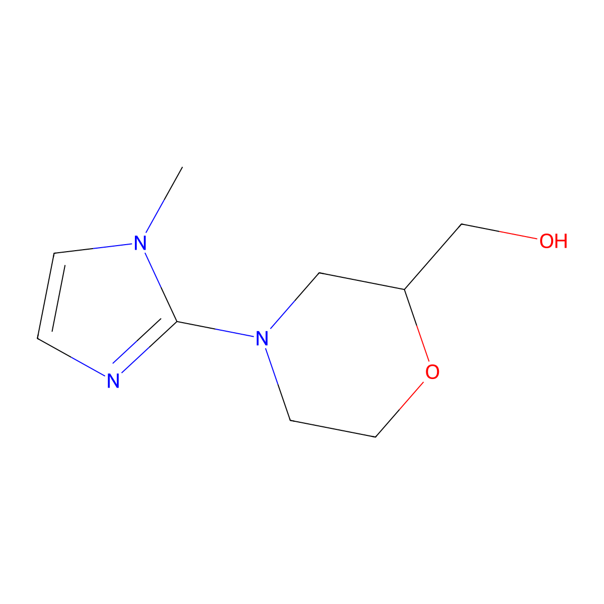 (4-(1-methyl-1H-imidazol-2-yl)morpholin-2-yl)methanol molecular structure, CAS 1518104-60-3