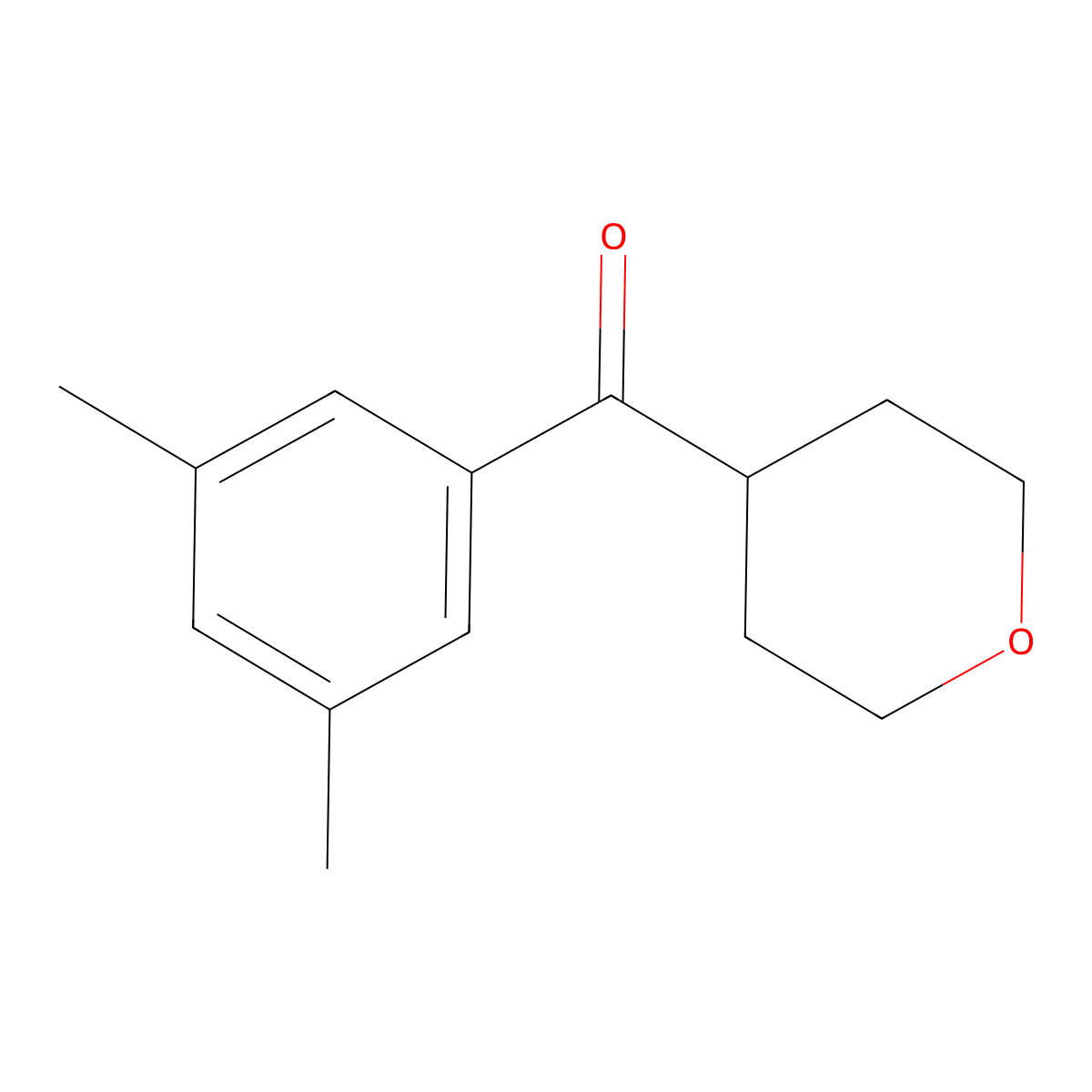 (3,5-Dimethylphenyl)(tetrahydro-2H-pyran-4-yl)methanone molecular structure, CAS 1518105-06-0