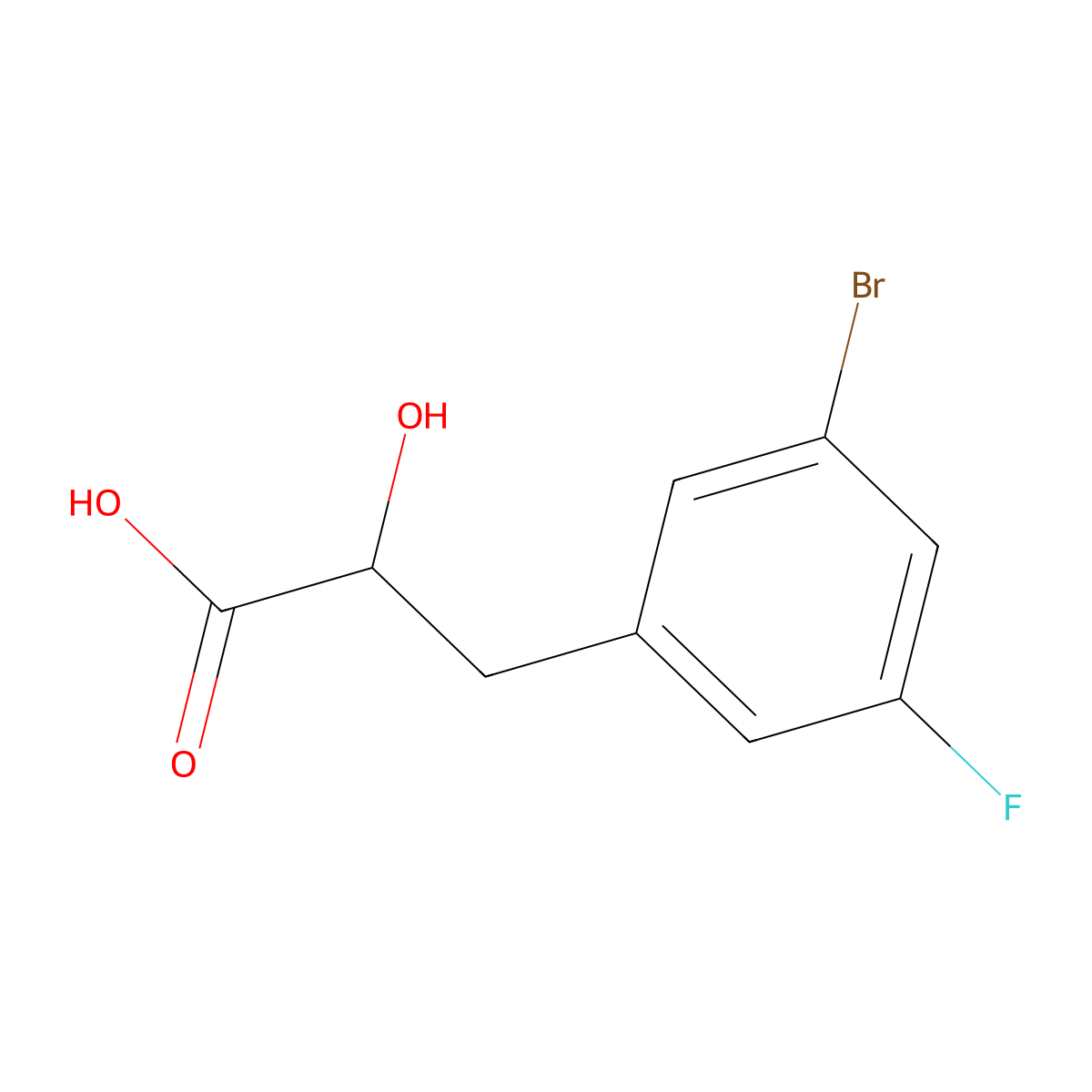 3-(3-Bromo-5-fluorophenyl)-2-hydroxypropanoic acid molecular structure, CAS 1518107-44-2