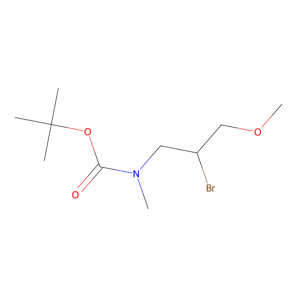 tert-butyl N-(2-bromo-3-methoxypropyl)-N-methylcarbamate molecular structure, CAS 1518109-44-8