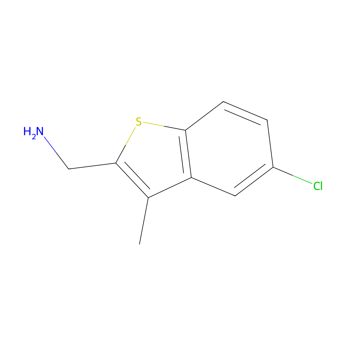 (5-Chloro-3-methyl-1-benzothiophen-2-yl)methanamine molecular structure, CAS 1518126-18-5