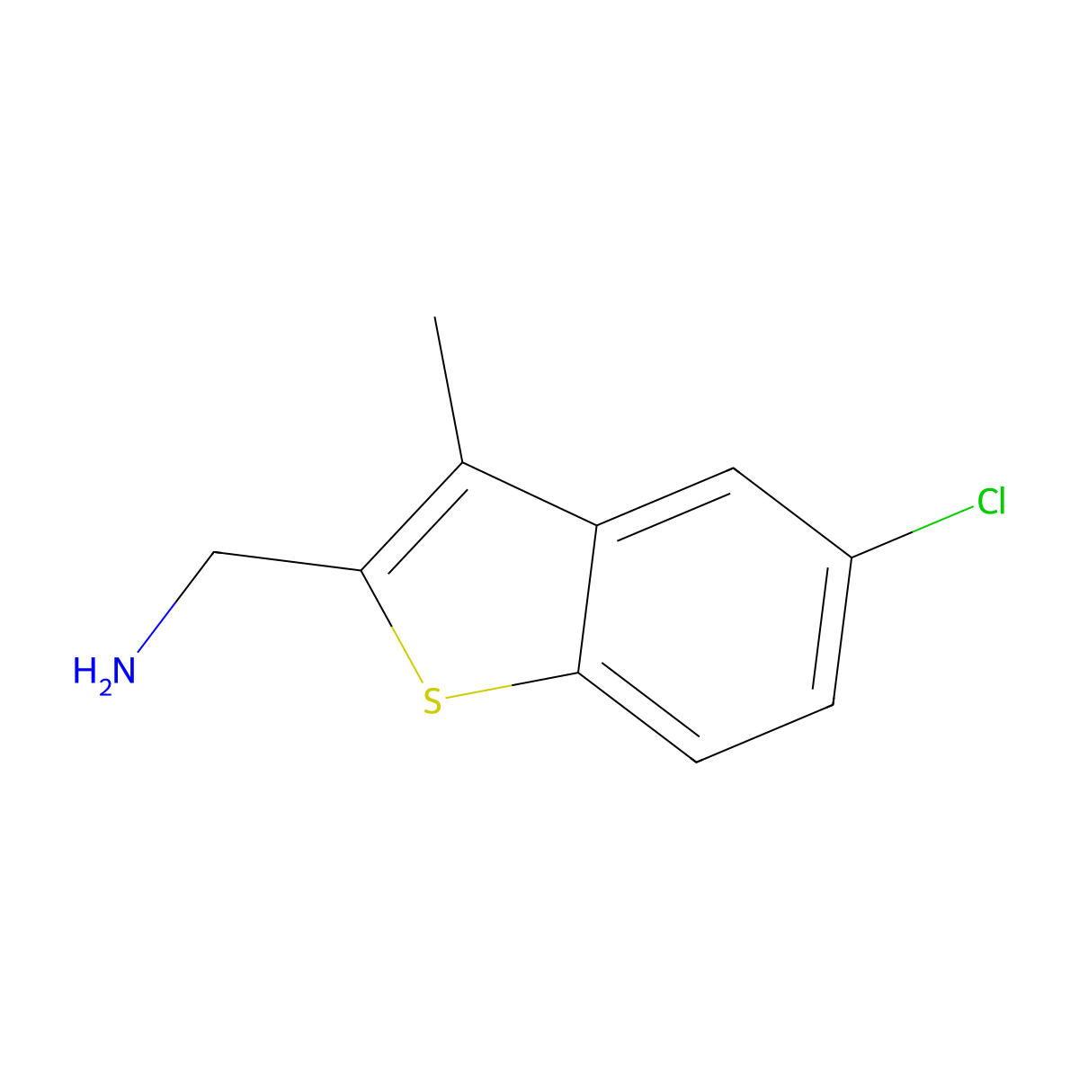 (5-Chloro-3-methyl-1-benzothiophen-2-yl)methanamine molecular structure, CAS 1518126-18-5