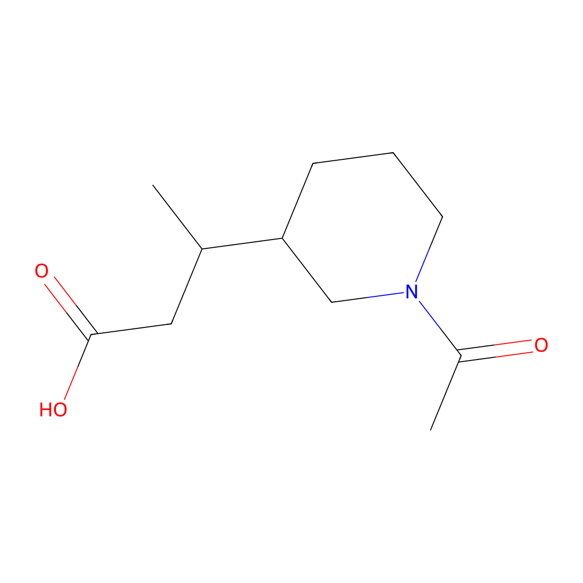 3-(1-Acetylpiperidin-3-yl)butanoic acid molecular structure, CAS 1518129-00-4