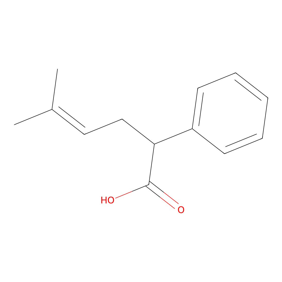 5-Methyl-2-phenylhex-4-enoic acid molecular structure, CAS 151813-42-2