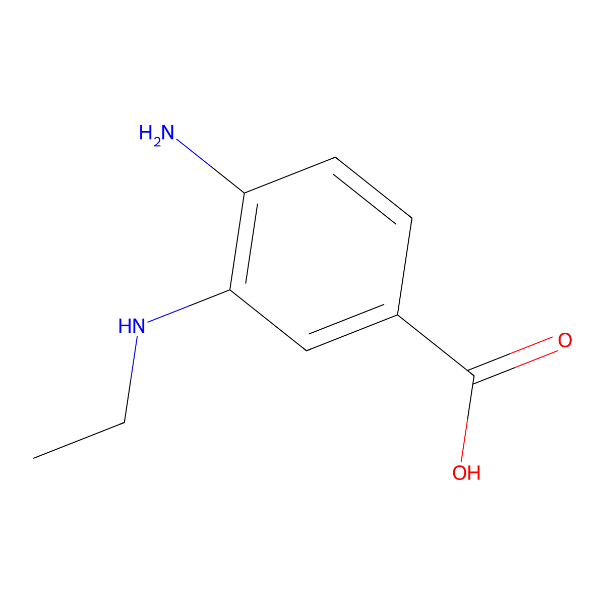 4-Amino-3-(ethylamino)benzoic acid molecular structure, CAS 1518136-14-5