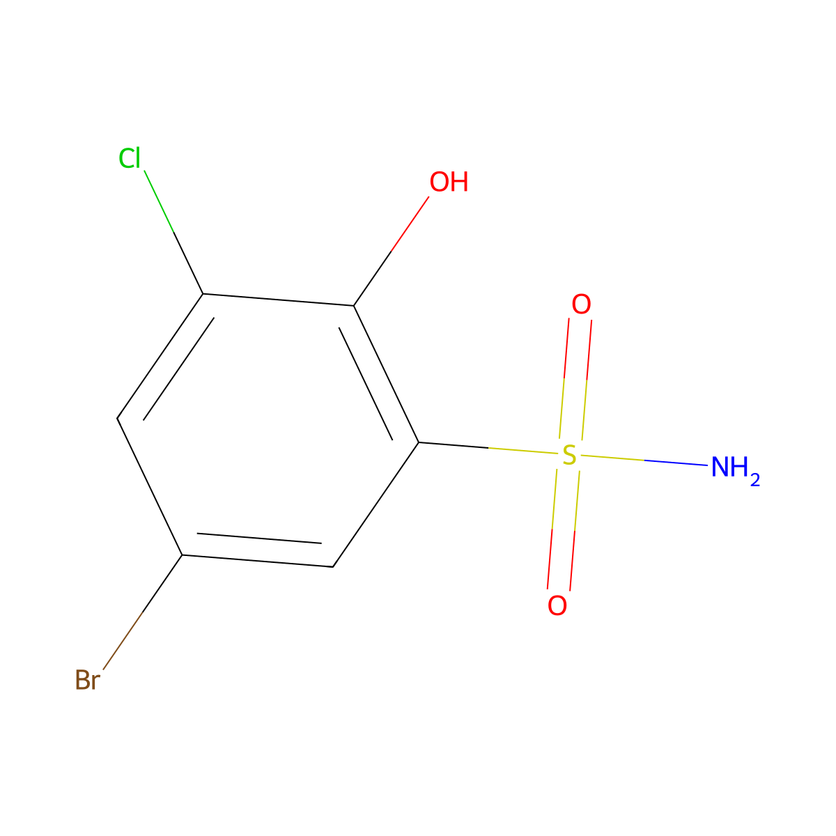 5-Bromo-3-chloro-2-hydroxybenzene-1-sulfonamide molecular structure, CAS 1518136-96-3
