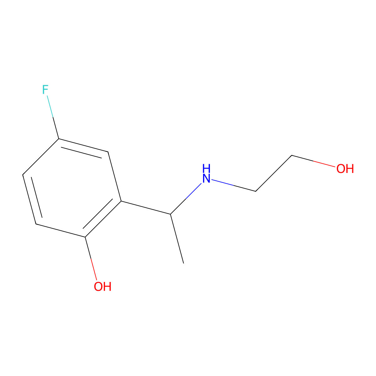4-Fluoro-2-{1-[(2-hydroxyethyl)amino]ethyl}phenol molecular structure, CAS 1518161-02-8