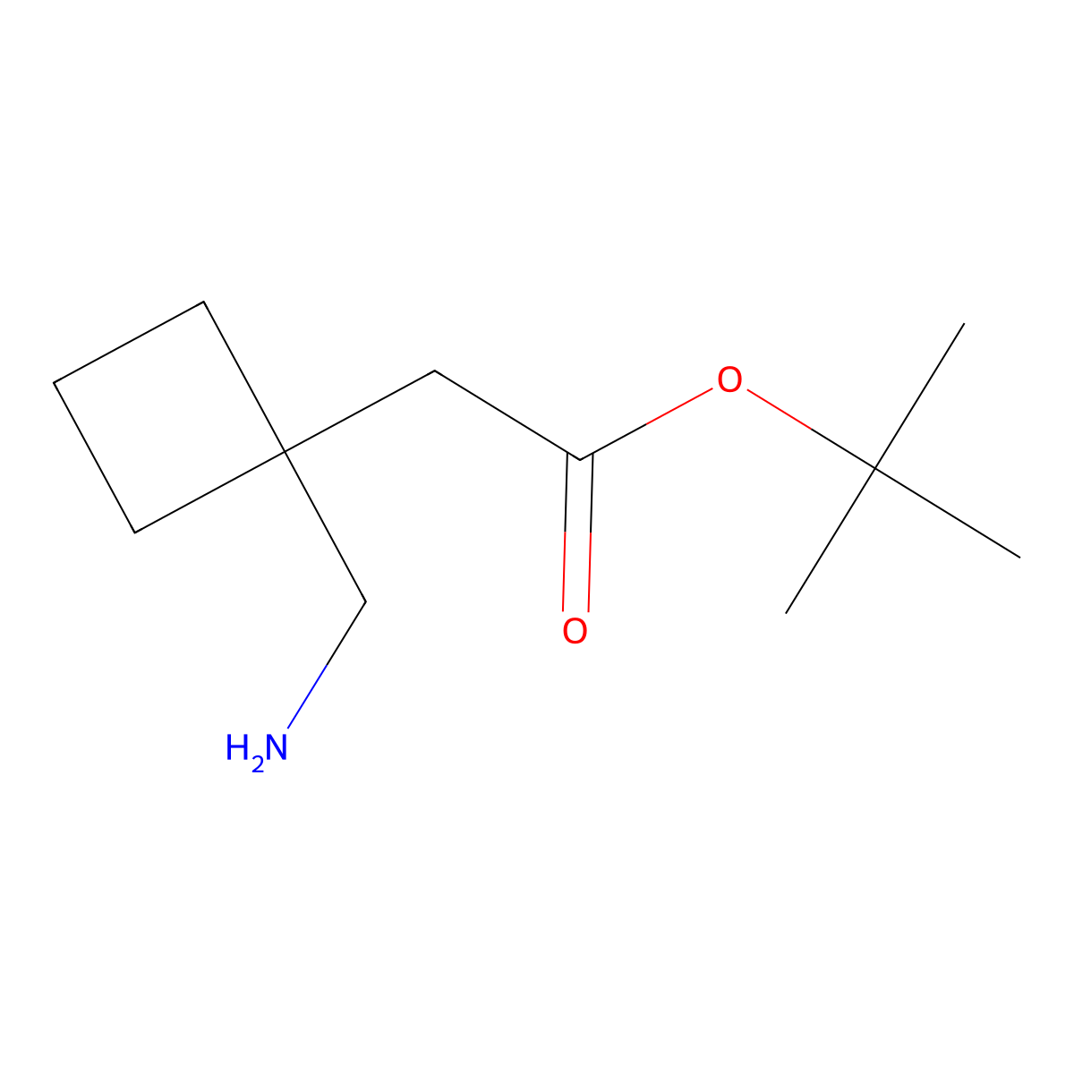 Tert-butyl 2-[1-(aminomethyl)cyclobutyl]acetate molecular structure, CAS 1518164-18-5