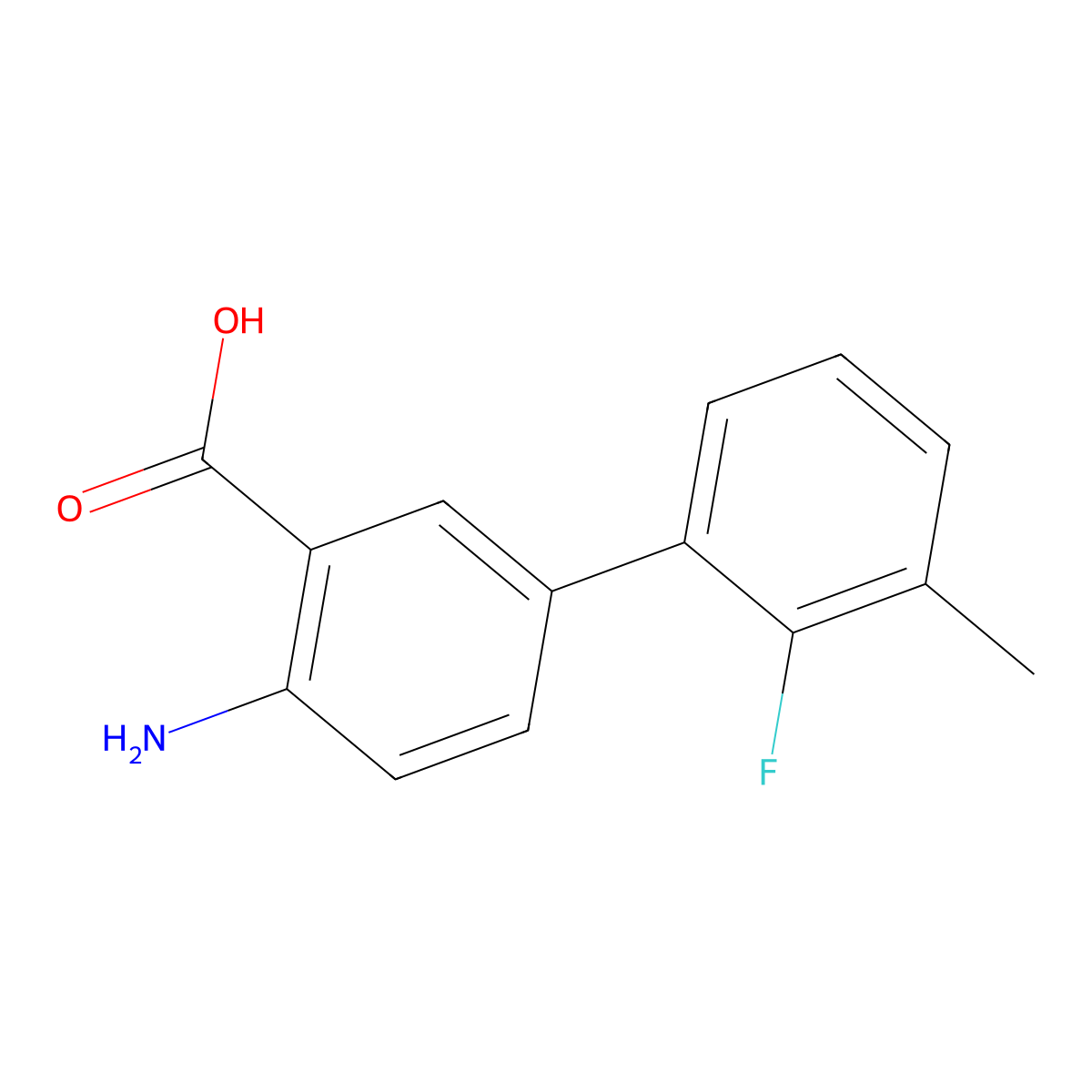 4-Amino-2'-fluoro-3'-methyl-[1,1'-biphenyl]-3-carboxylic acid molecular structure, CAS 1518170-70-1