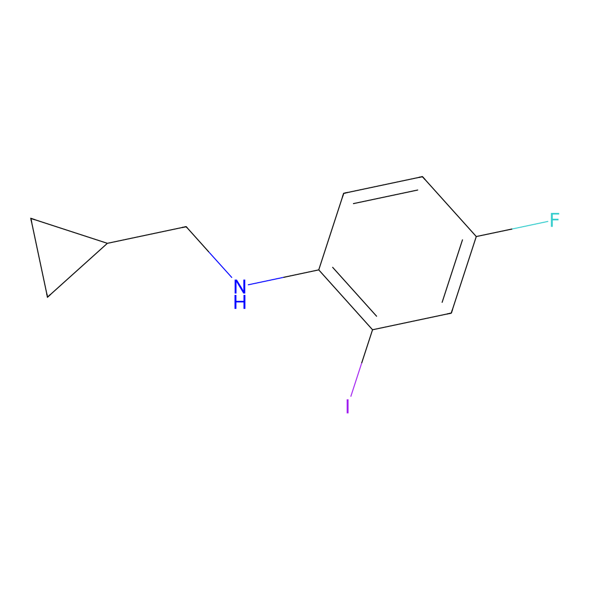 N-(cyclopropylmethyl)-4-fluoro-2-iodoaniline molecular structure, CAS 1518175-79-5