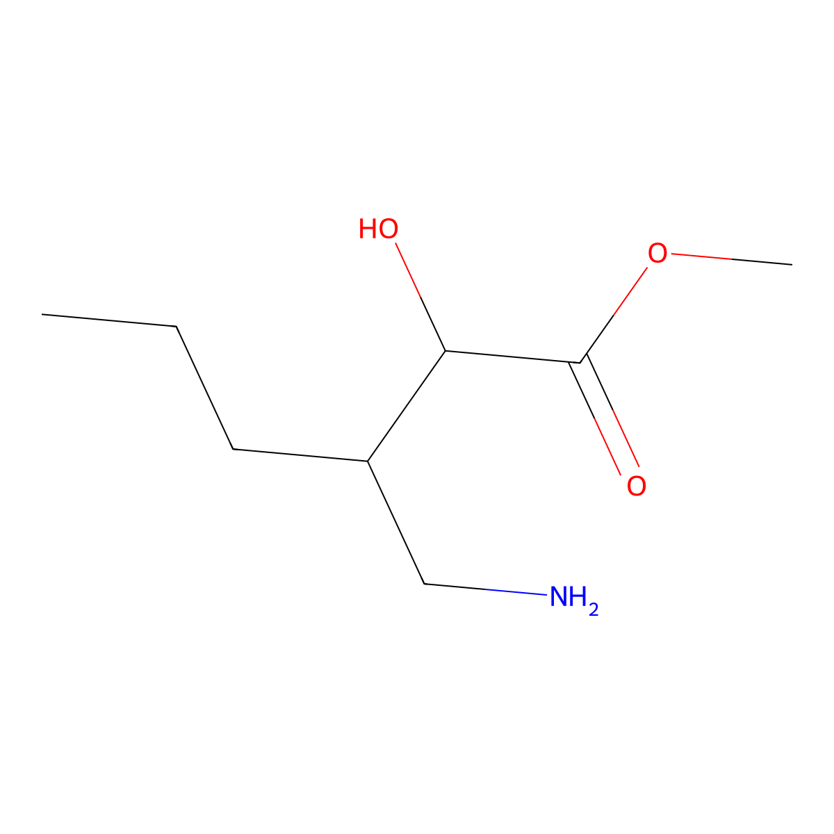 Methyl 3-(aminomethyl)-2-hydroxyhexanoate molecular structure, CAS 1518185-94-8