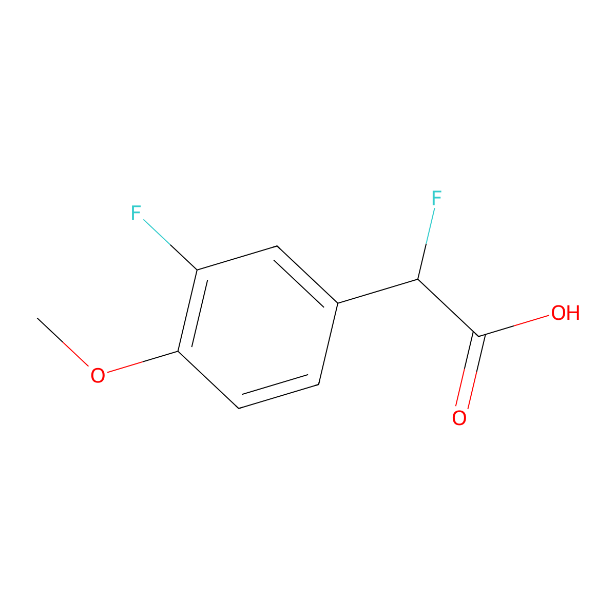 2-Fluoro-2-(3-fluoro-4-methoxyphenyl)acetic acid molecular structure, CAS 1518199-18-2