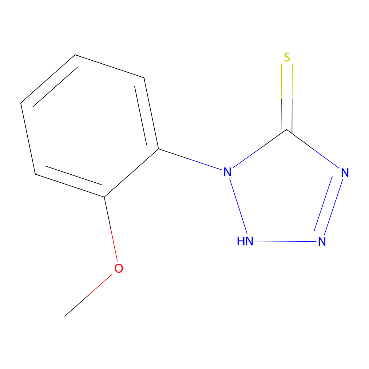 1,2-Dihydro-1-(o-methoxyphenyl)-5H-tetrazole-5-thione molecular structure, CAS 15182-67-9