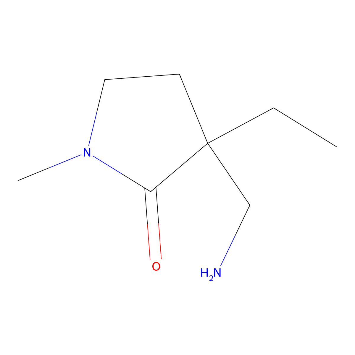 3-(Aminomethyl)-3-ethyl-1-methylpyrrolidin-2-one molecular structure, CAS 1518203-17-2