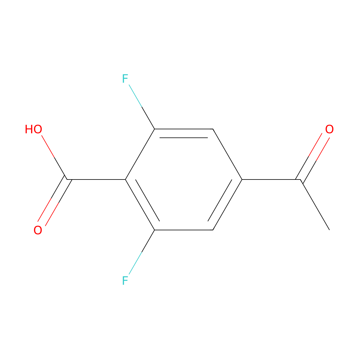 4-Acetyl-2,6-difluorobenzoic acid molecular structure, CAS 1518217-36-1