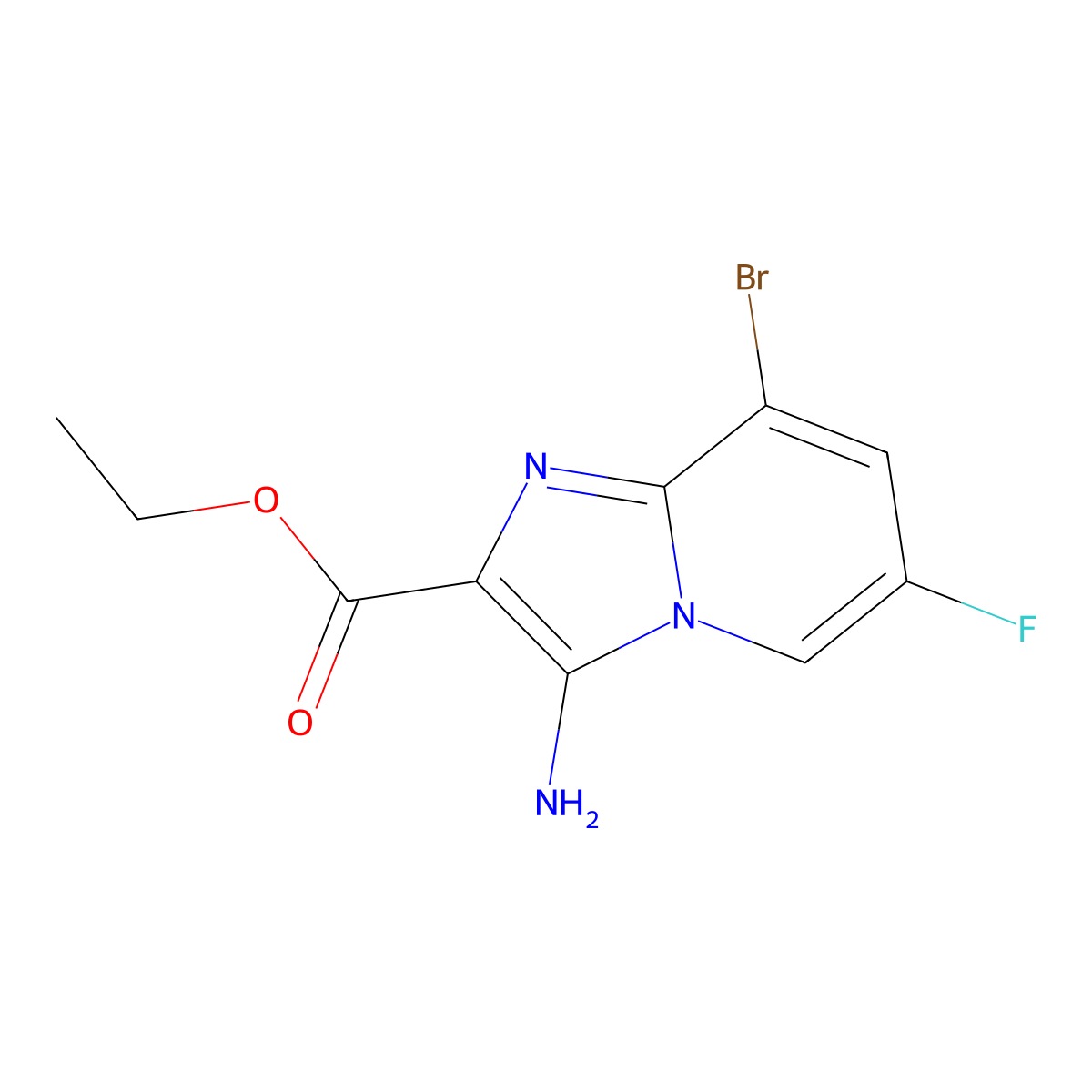 Ethyl 3-amino-8-bromo-6-fluoroimidazo[1,2-a]pyridine-2-carboxylate molecular structure, CAS 1518219-90-3