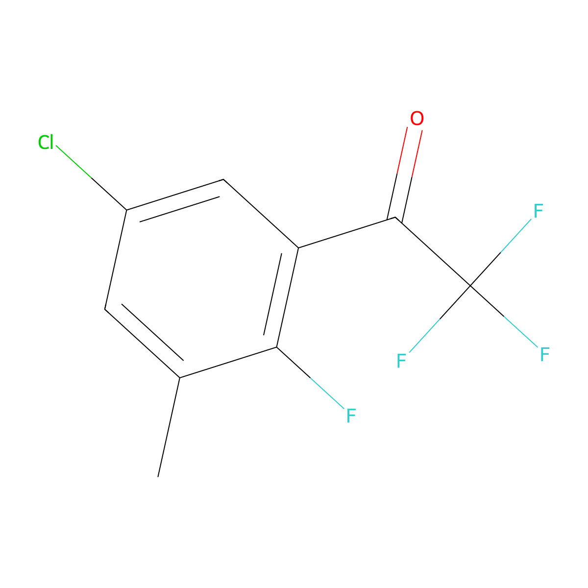 1-(5-Chloro-2-fluoro-3-methylphenyl)-2,2,2-trifluoroethanone molecular structure, CAS 1518236-67-3
