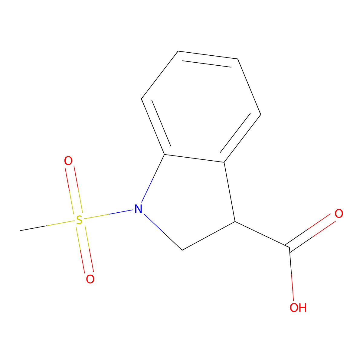 1-Methylsulfonyl-2,3-dihydroindole-3-carboxylic acid molecular structure, CAS 1518263-10-9
