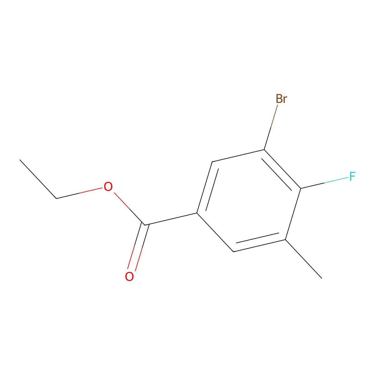Ethyl 3-bromo-4-fluoro-5-methylbenzoate molecular structure, CAS 1518274-76-4