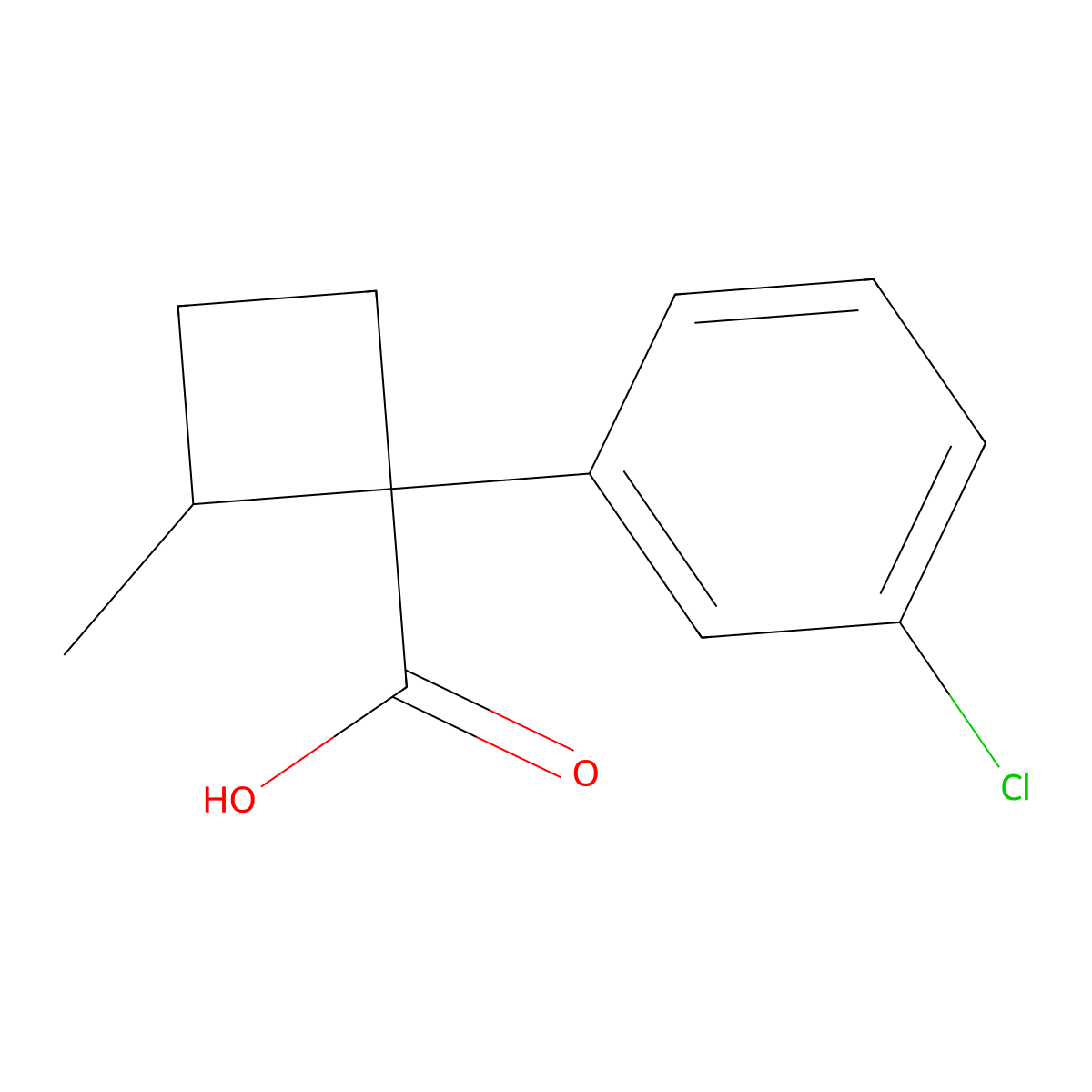 1-(3-Chlorophenyl)-2-methylcyclobutane-1-carboxylic acid molecular structure, CAS 1518292-41-5
