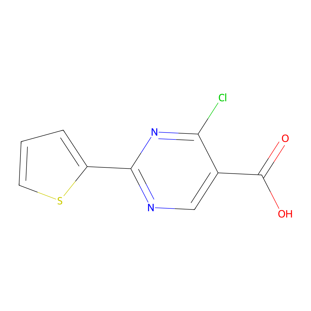 4-Chloro-2-(thiophen-2-YL)pyrimidine-5-carboxylic acid molecular structure, CAS 1518320-85-8