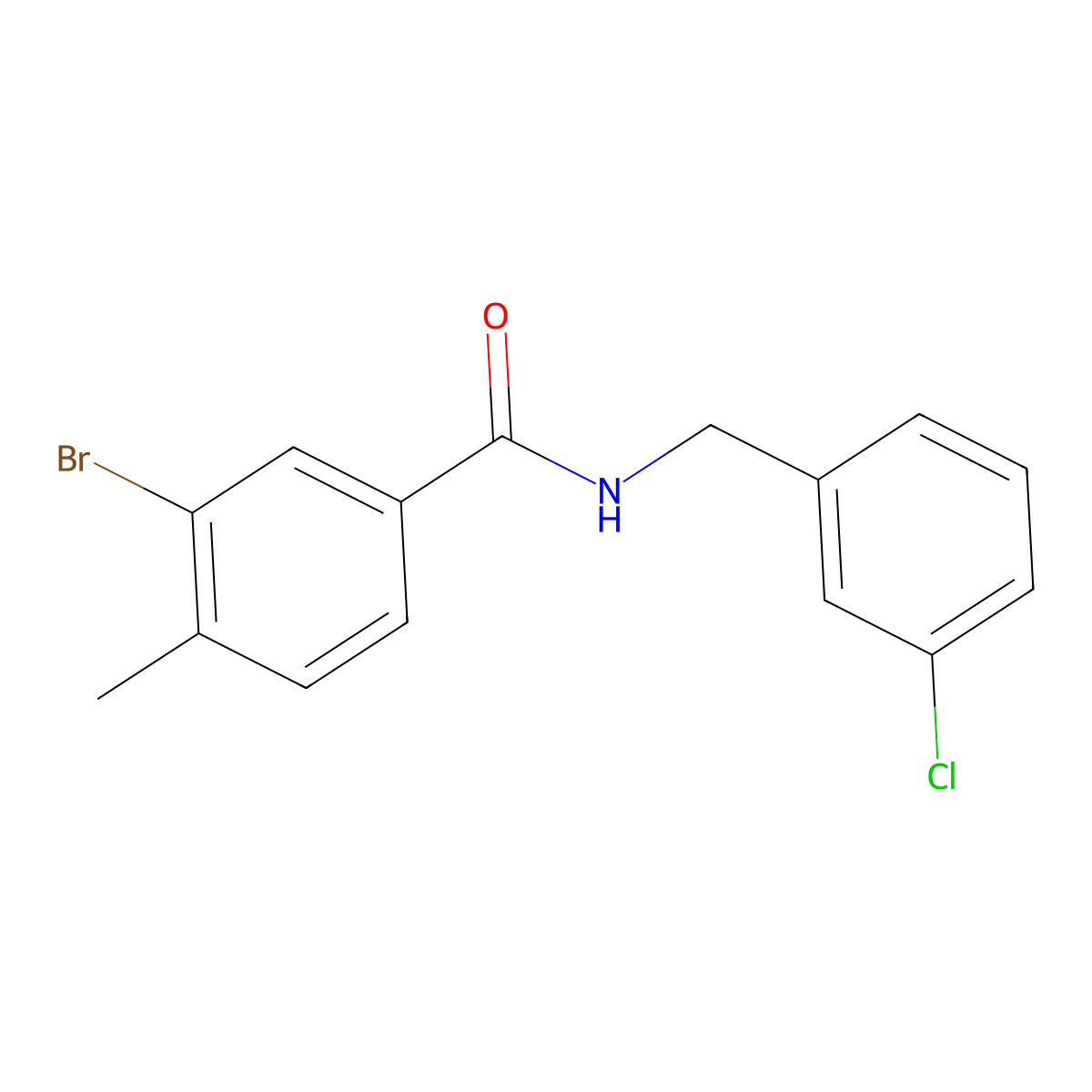 3-Bromo-N-[(3-chlorophenyl)methyl]-4-methylbenzamide molecular structure, CAS 1518324-04-3