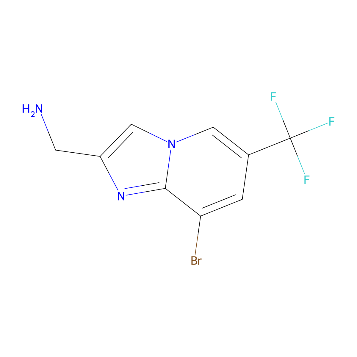 [8-Bromo-6-(trifluoromethyl)imidazo[1,2-a]pyridin-2-yl]methanamine molecular structure, CAS 1518325-02-4