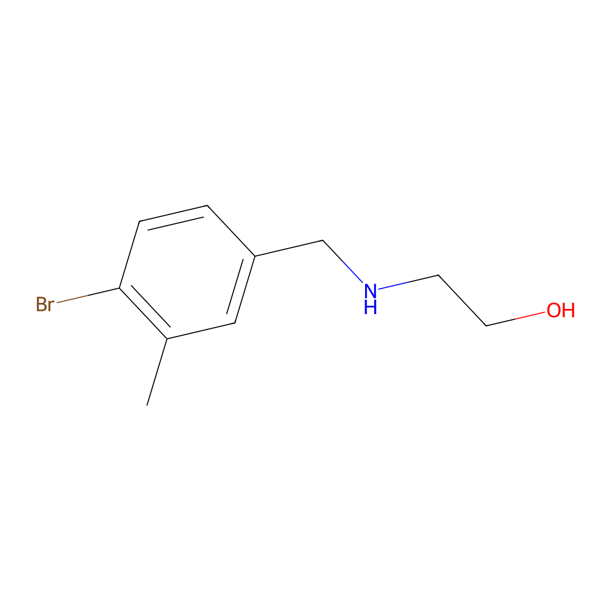 2-{[(4-Bromo-3-methylphenyl)methyl]amino}ethan-1-ol molecular structure, CAS 1518330-98-7