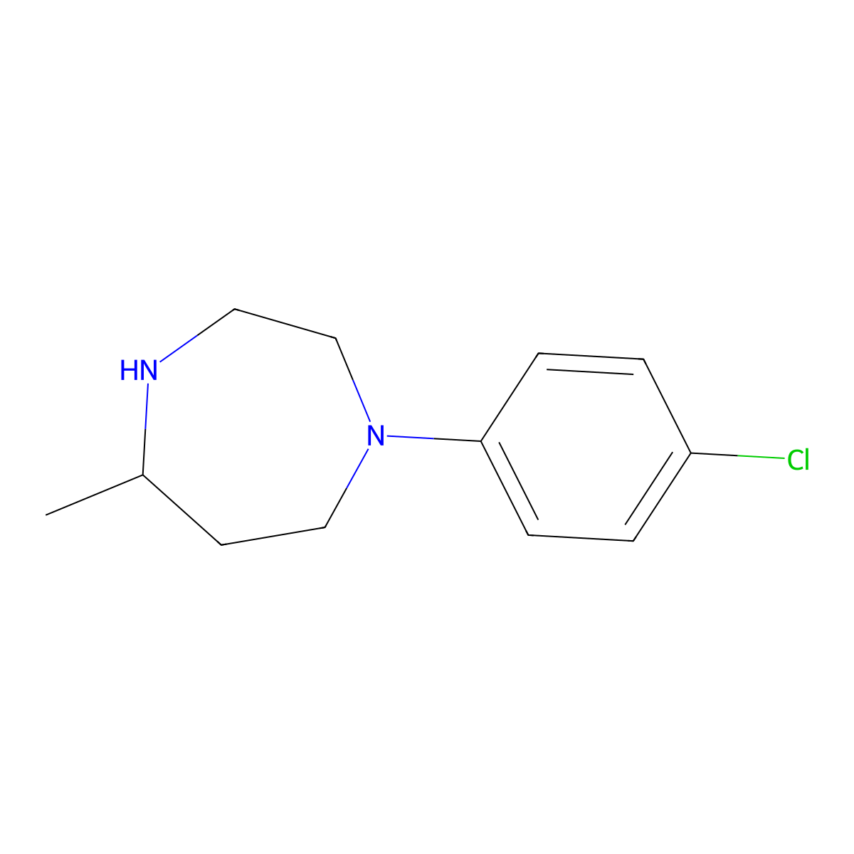 1-(4-Chlorophenyl)-5-methyl-1,4-diazepane molecular structure, CAS 1518341-52-0
