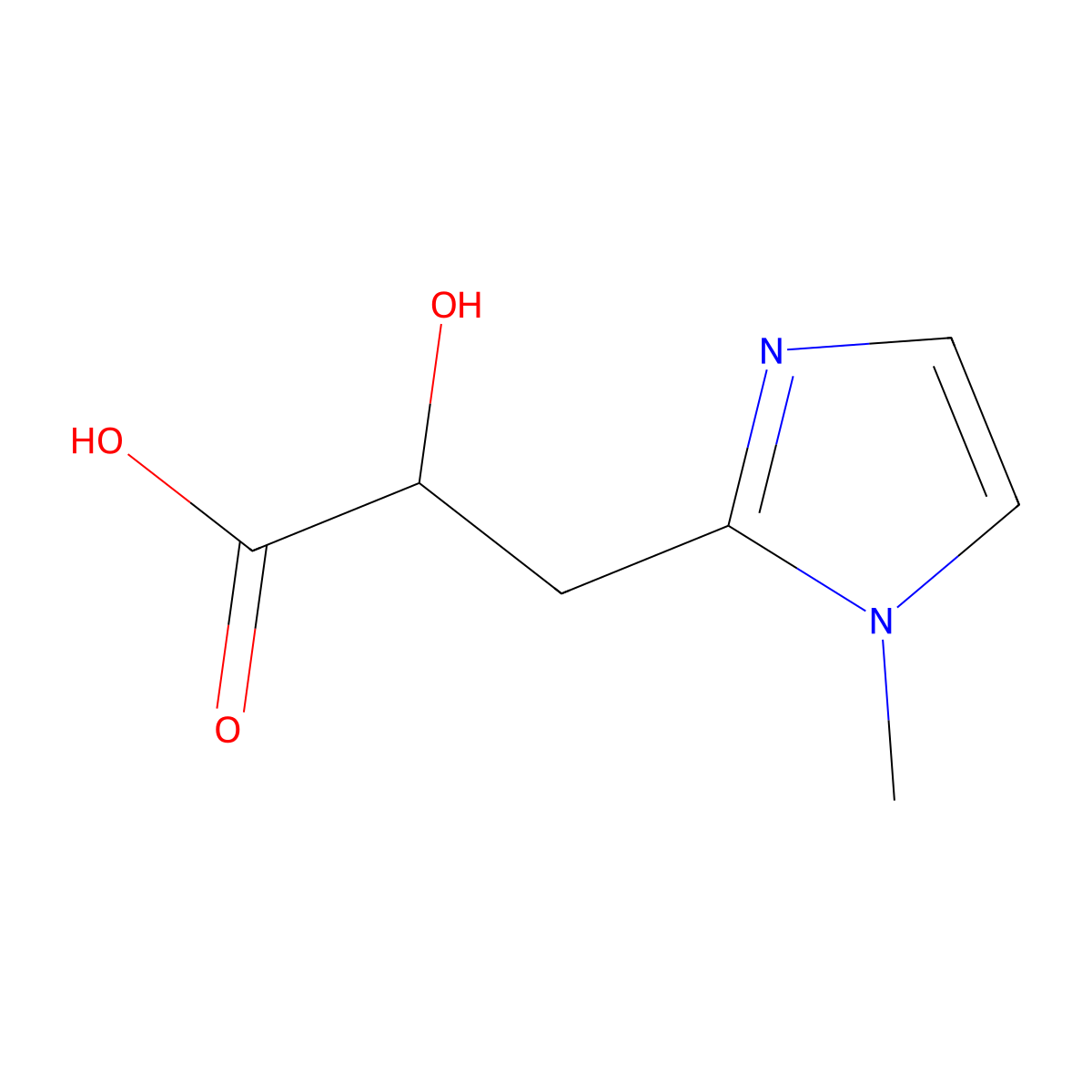2-hydroxy-3-(1-methyl-1H-imidazol-2-yl)propanoic acid molecular structure, CAS 1518344-69-8