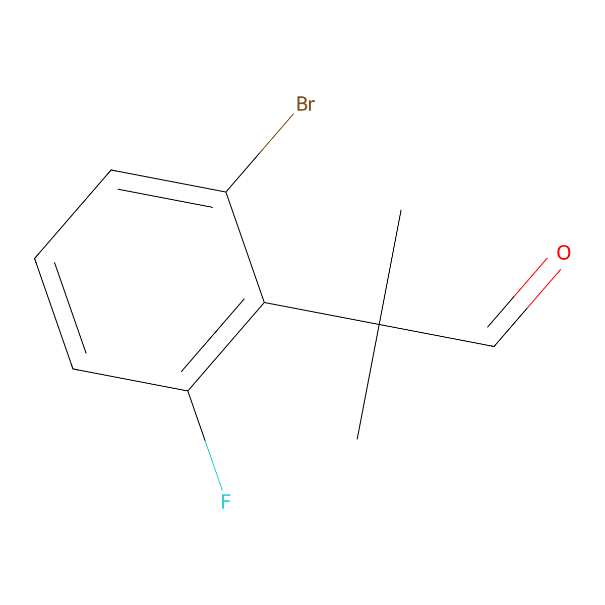 2-(2-Bromo-6-fluorophenyl)-2-methylpropanal molecular structure, CAS 1518364-50-5