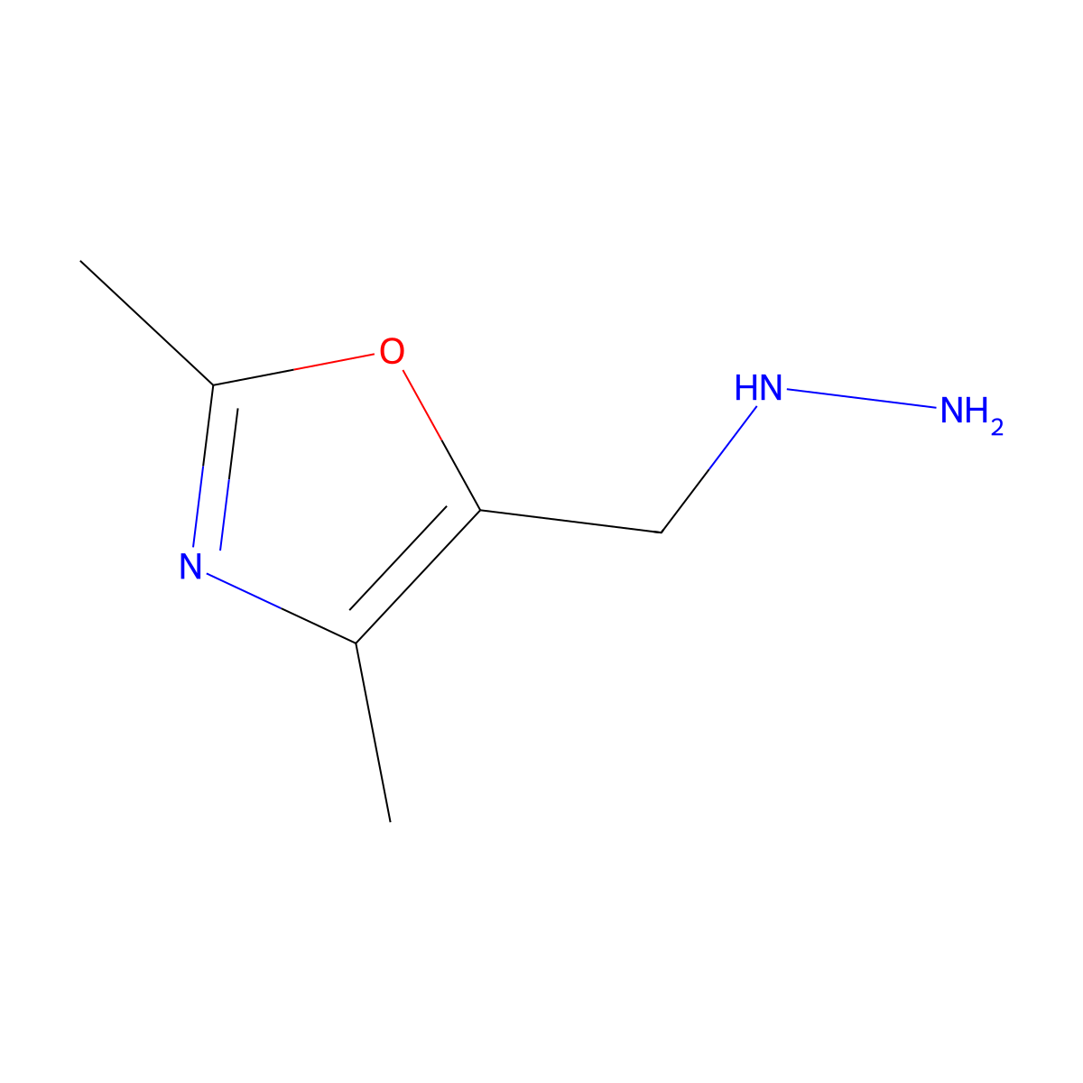 5-(Hydrazinylmethyl)-2,4-dimethyl-1,3-oxazole molecular structure, CAS 1518383-92-0