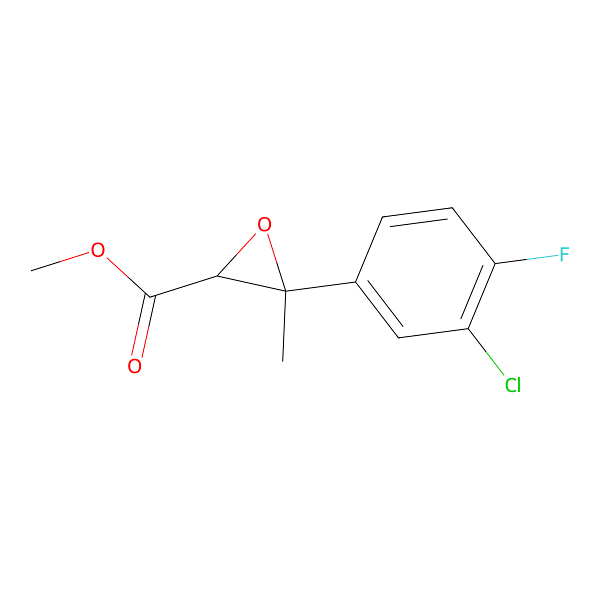Methyl 3-(3-chloro-4-fluorophenyl)-3-methyloxirane-2-carboxylate molecular structure, CAS 1518389-17-7